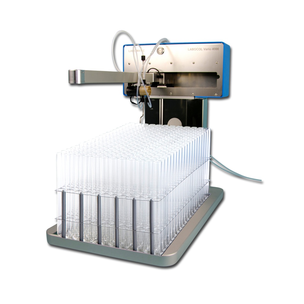 Fraction collector LABOCOL Vario-4000 base area 30x50 cm for 3 racks, up to 1000 ml/min, with 1/4" valve