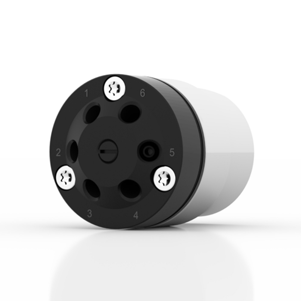 AZURA® V 4.1 Valve, 6Port 2Pos w/o drive, 100 bar, 1/8" 1/4-28 UNF coned, 2 mm bore size, PEEK/PEEK