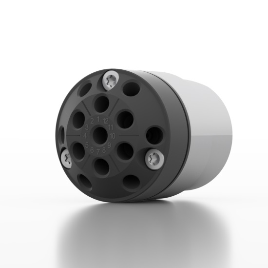 AZURA® V 4.1 Ventil, 12Port MultiPos o. Antrieb, 100 bar, PEEK, 1/8" 1/4-28 UNF coned, 1.5mm Bohrung,PEEK/PEEK