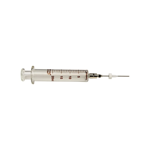 [A0653] Luer-Lock glass syringe, 20 ml, for 1/8" injection port