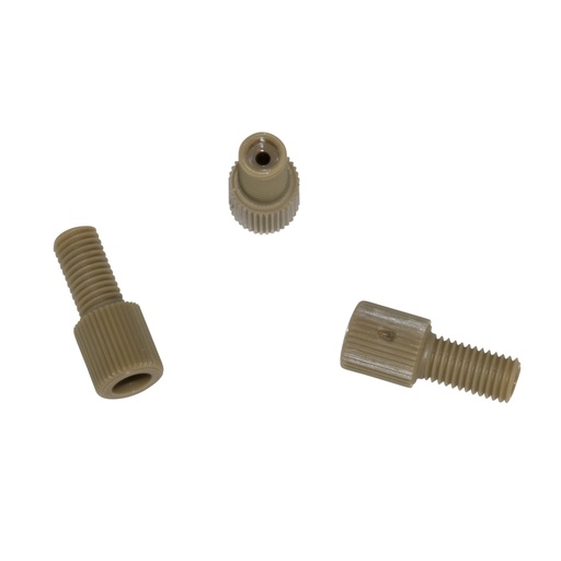 [A58291] 10 bushings for 1/16", PEEK, Super Flangeless, 1/4-28 thread, knurled