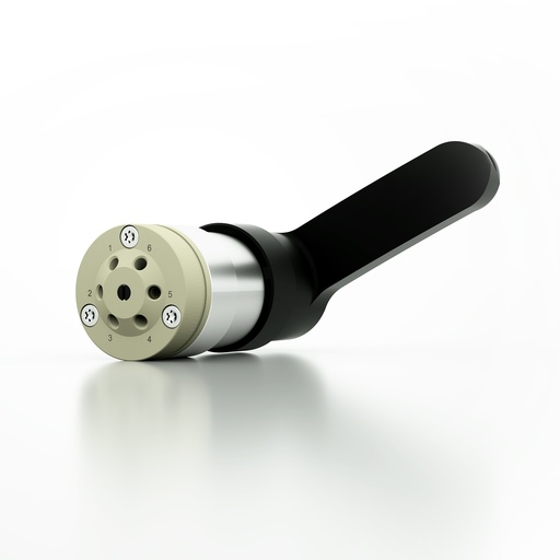 [AVG24CE] AZURA® V 4.1 Valve, Manual 6Port 2Pos, 240 bar, 1/16" 10-32 UNF, 0.75 mm bore size, PEEK/PEEK