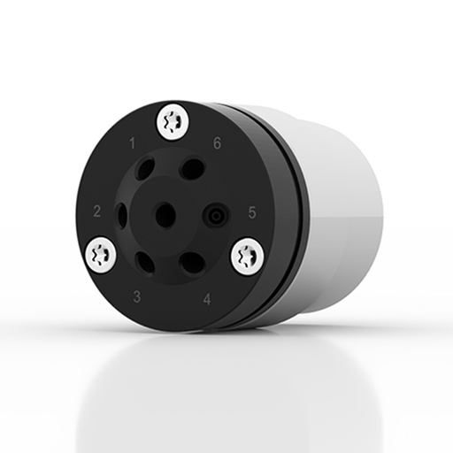 [AVS23AF] AZURA® V 4.1 Ventil, 6Port MultiPos o. Antrieb, 100 bar, 1/16" 10-32 UNF 0,75 mm Bohrung, SSt-DLC/POM