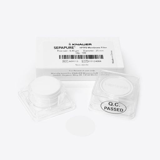 [A09113] Sepapure® Membrane Disc Filter hPTFE, 0.45 µm, 25 mm, 100 Pcs