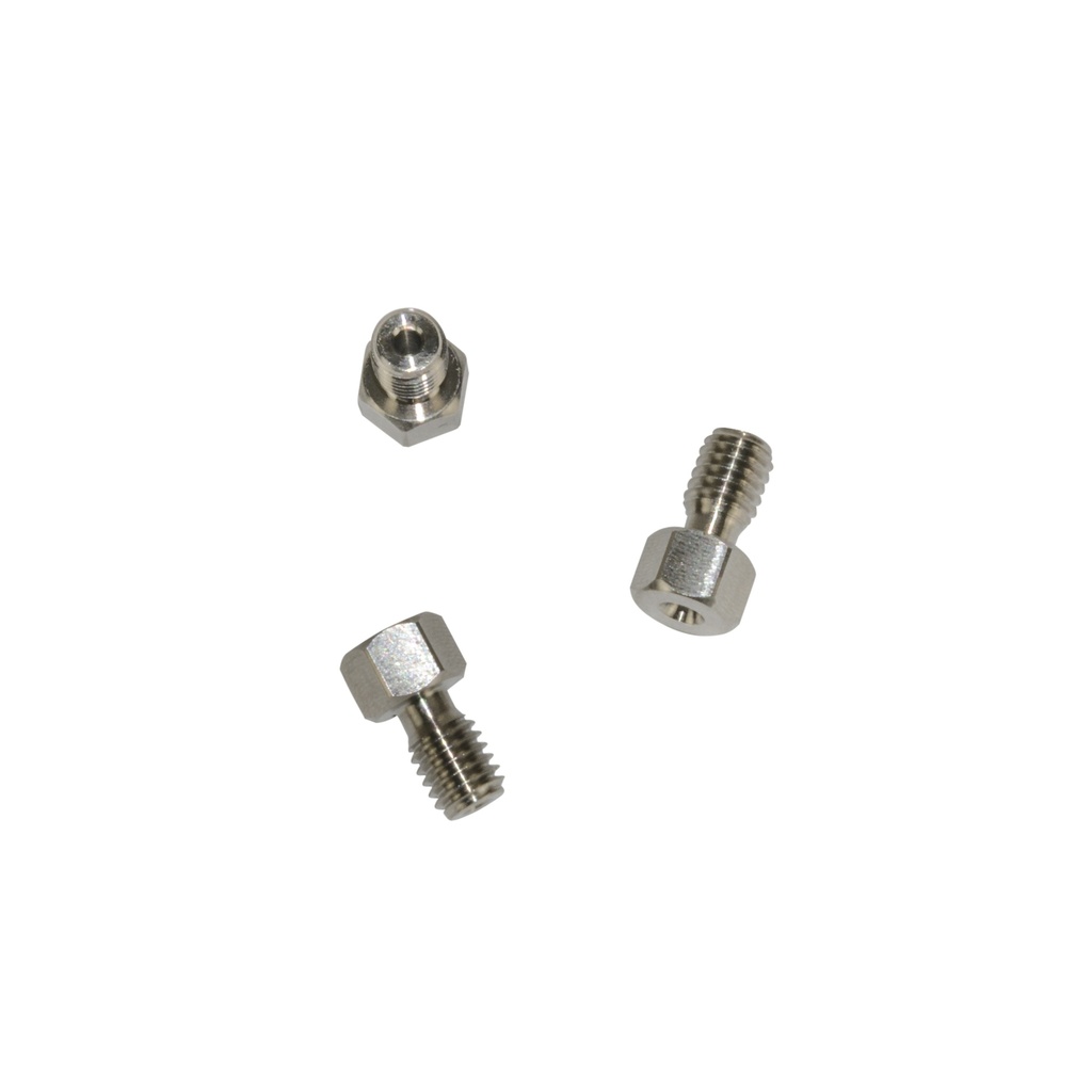 25 Bushings for 1/16", short, without ferrules, wrench caliber 1/4", UNF 10-32, stainless steel