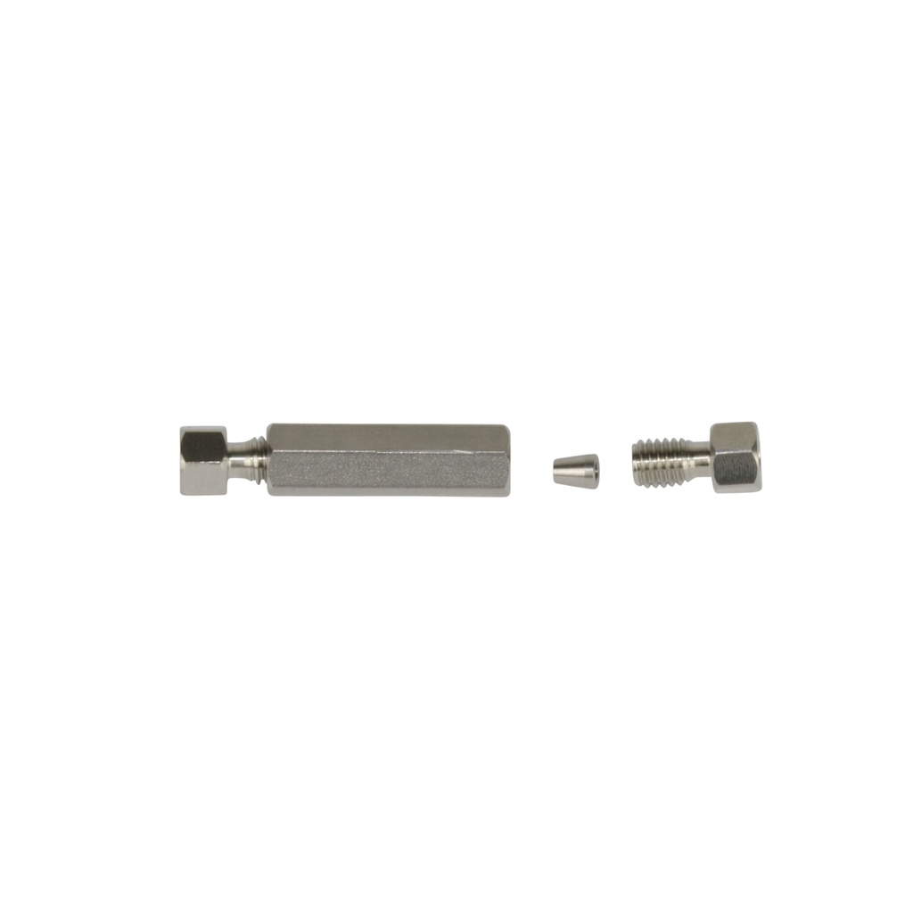 Coupling for 2 capillaries with 1/16" OD, titanium 0.5 mm bore, suitable for classical HPLC