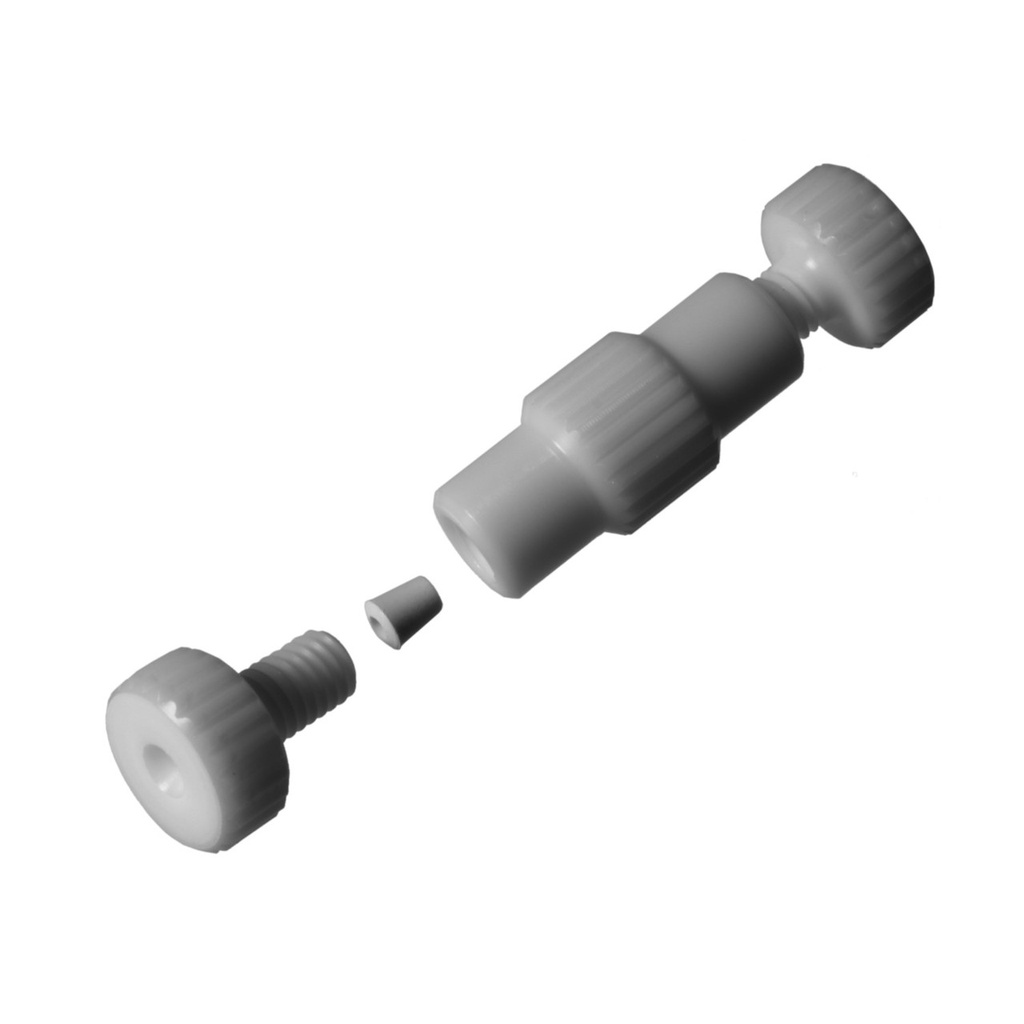 5 Kupplungen zur Verbindung von 2 Kapillaren mit 1/16" AD, PEEK/PETP,  0,5 mm Bohrung, für klassische HPLC geeignet