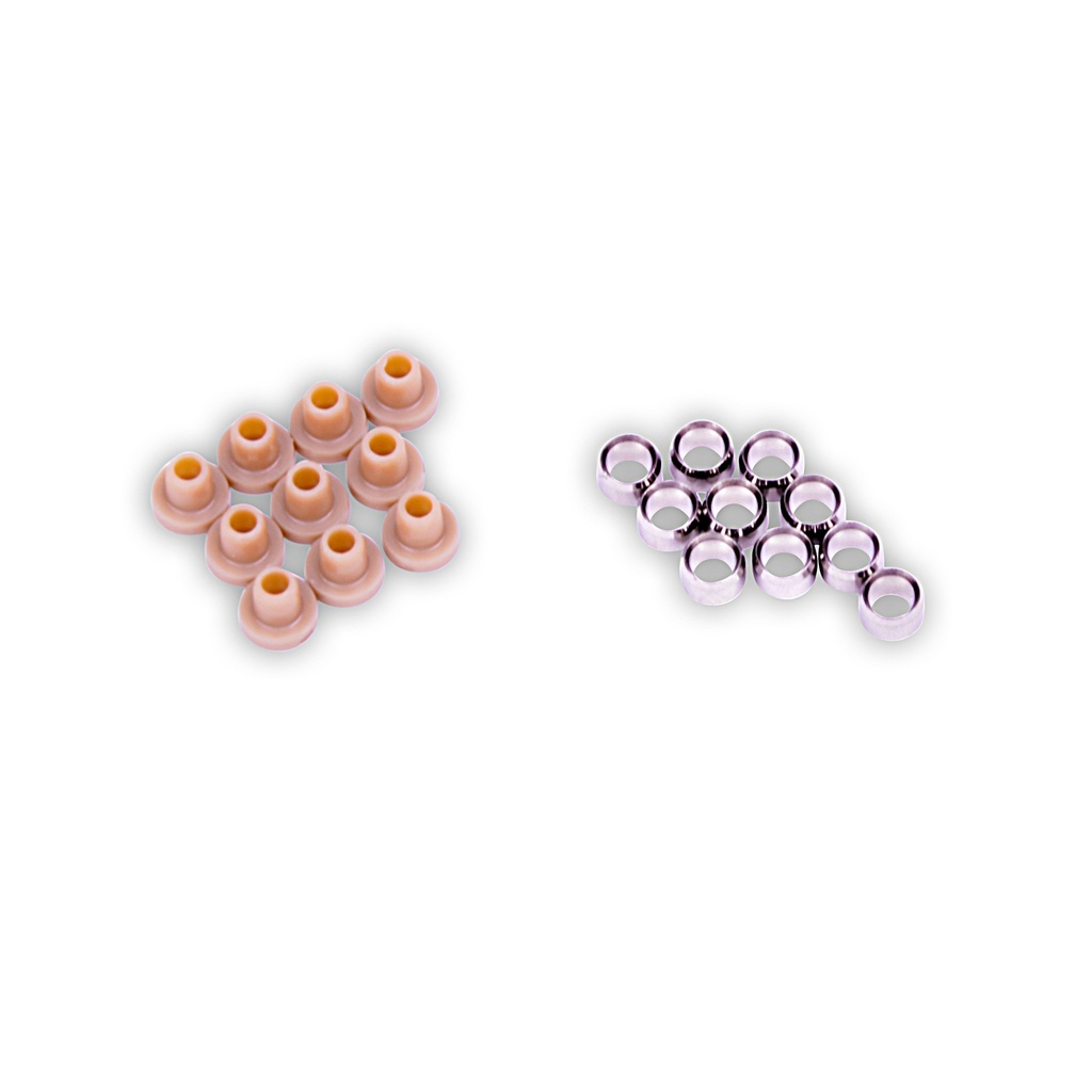 10 ferrules for 1/16", PEEK, 1/4-28 Flat-Bottom, with lock ring SSt, max. 172 bar