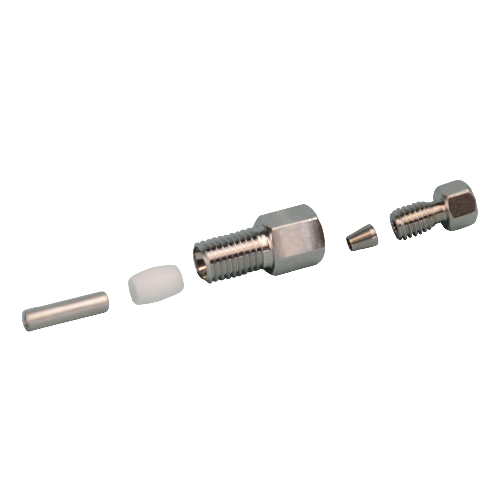 Adapter 1/8" to 1/16", male thread 1/8" (UNF 1/4-28) female thread 1/16" (UNF 10-32), 1 pc., stainless steel
