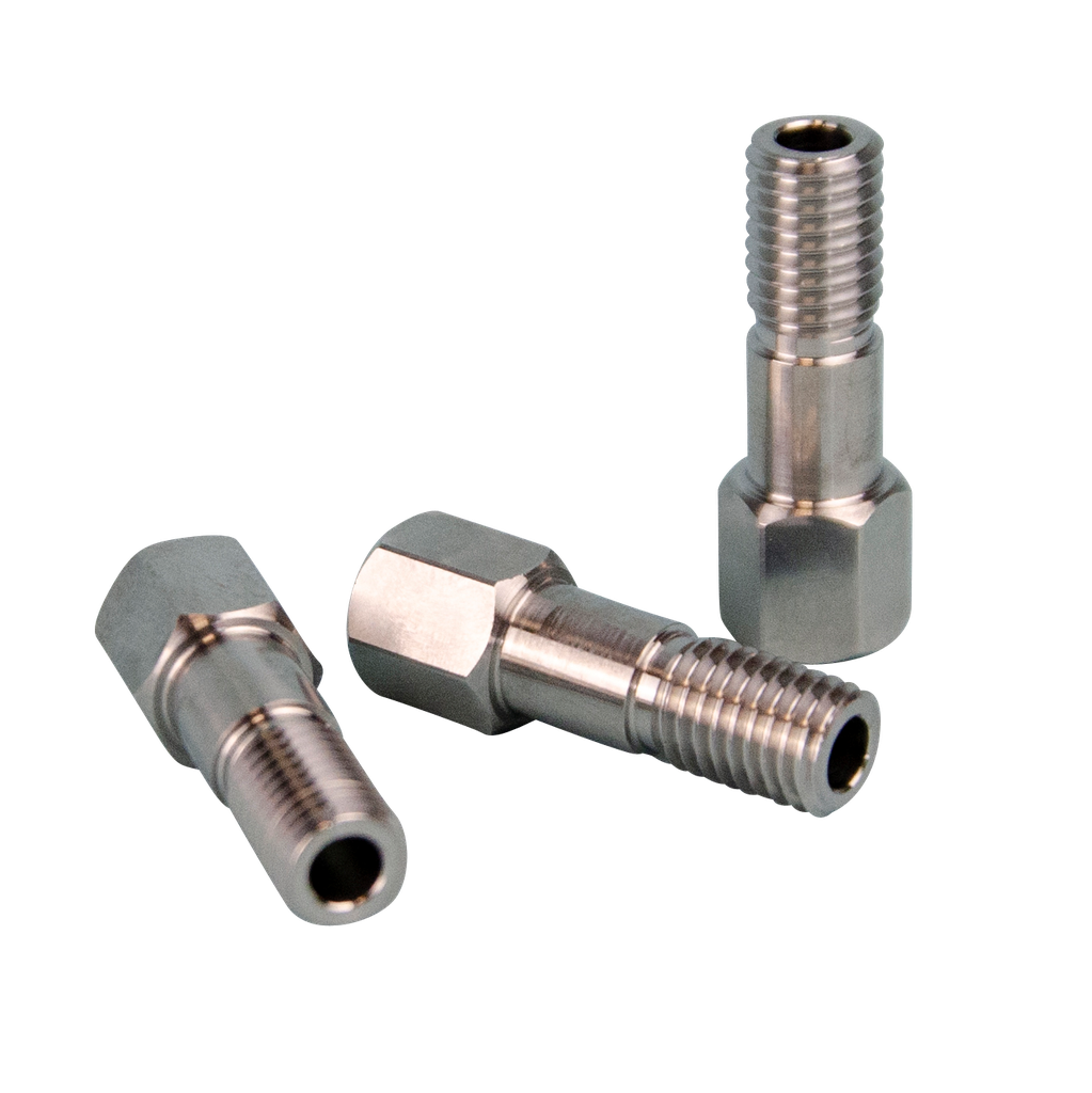 1 Verschraubung für 1/8" UNF 1/4-28, SSt, lang, hexagonaler Kopf