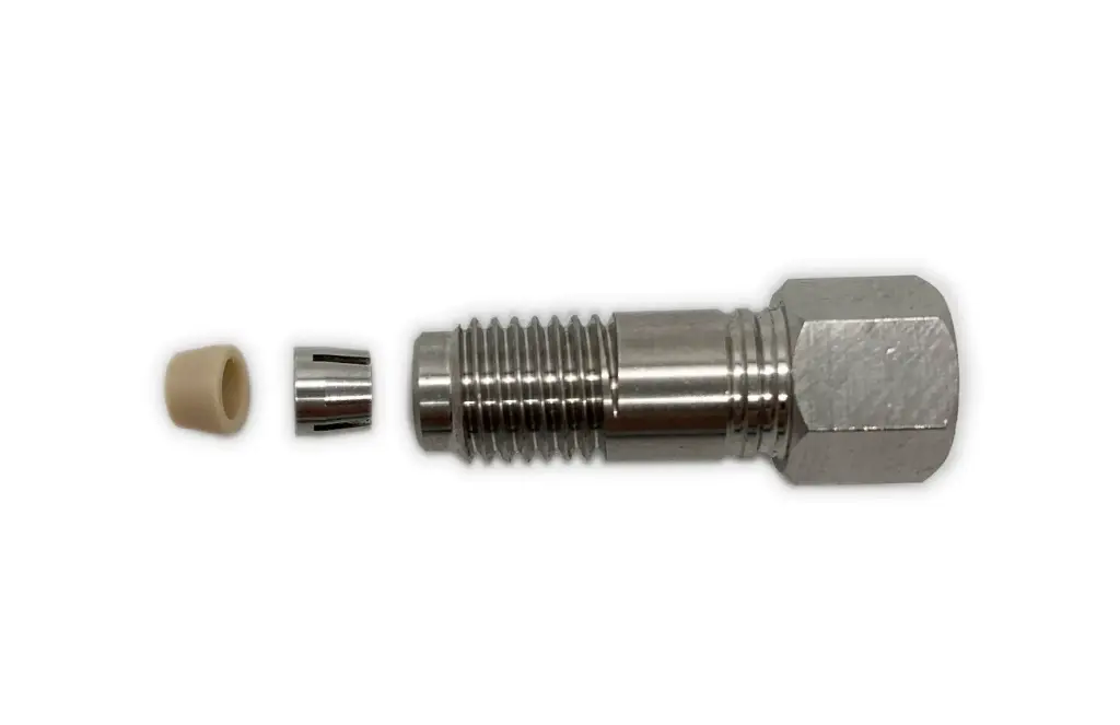 DYNASEAL-Verbindungssystem für 1/8", 2 lange Verschraubungen Edelstahl, 2 Klemmringe und 2 Dichtringe Polymer