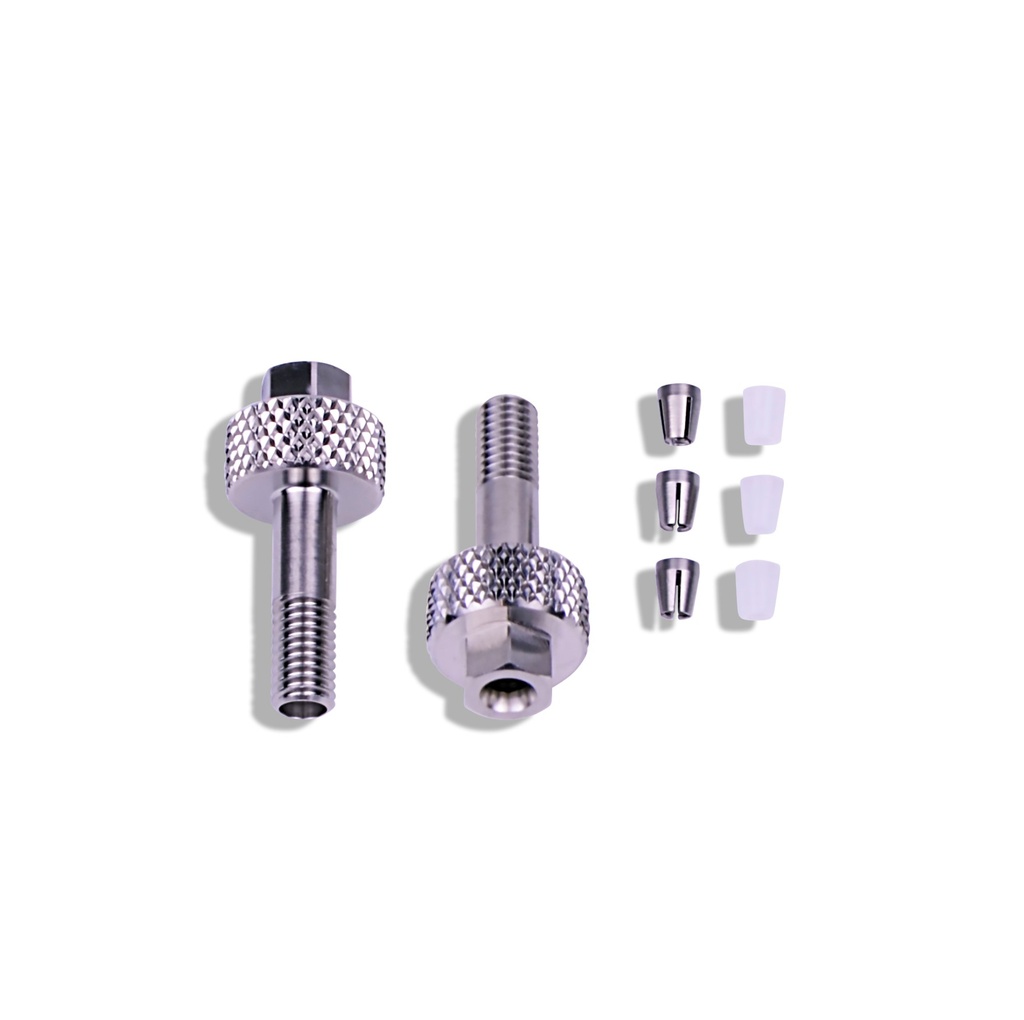 K-Connect Fingertight Fitting, Stainless Steel, long, Set of 2, incl. Split-grooved clamping rings, Sealing rings polymer