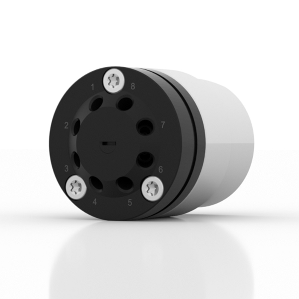 AZURA® V 4.1 Valve, 8Port 2Pos w/o drive, 500 bar, 1/16" 10-32 UNF, 0.75 mm bore size, SSt-DLC/PEEK