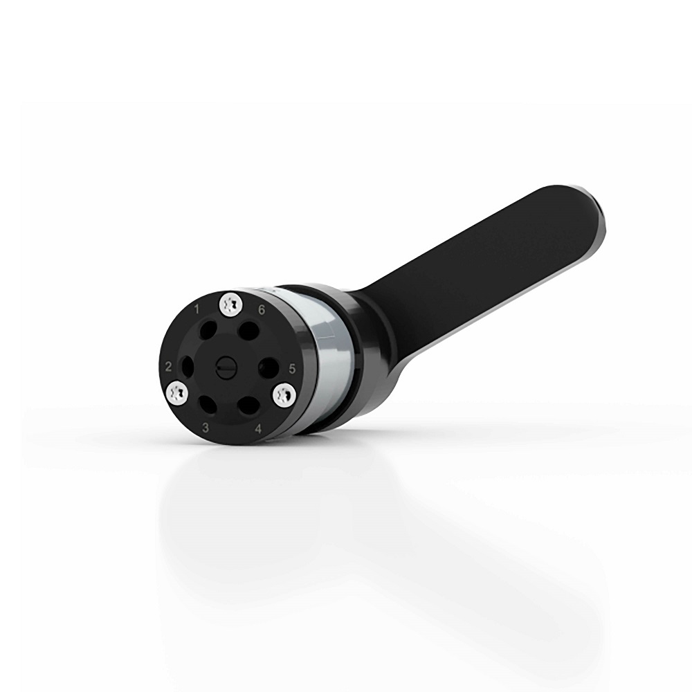 AZURA® V 4.1 Ventil, Manuelles 6Port 2Pos, 100 bar, 1/8" 1/4-28 UNF coned, 2 mm Bohrung, PEEK/PEEK