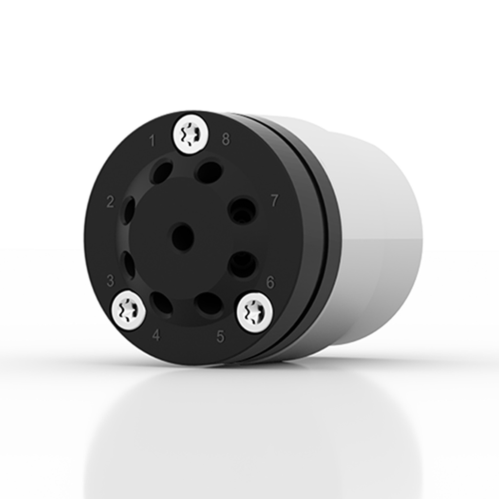 AZURA® V 4.1 Valve, 8Port MultiPos w/o drive, patented Break-free rotor seal, 300 bar, 1/16" 10-32 UNF, 0.75 mm bore, SSt-DLC/PEEK