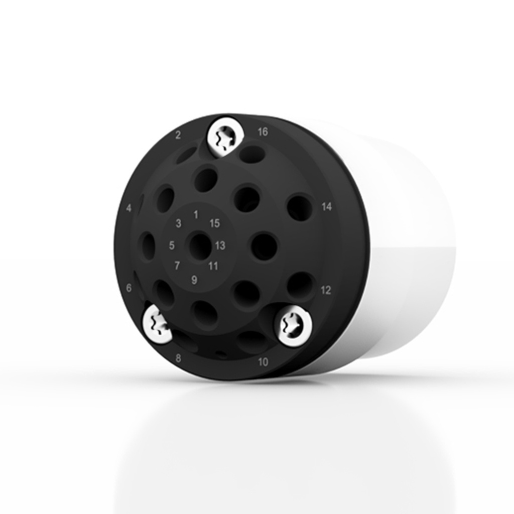 AZURA® V 4.1 Valve, 16Port MultiPos w/o drive, 50 bar, 1/16" 10-32 UNF, 0.75 mm bore, PEEK/PEEK
