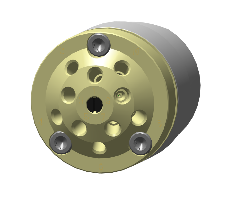AZURA® V 4.1 Valve, 10Port 2Pos w/o drive, 100 bar, 1/16" 10-32 UNF, 0.75 mm bore size, PEEK/PEEK