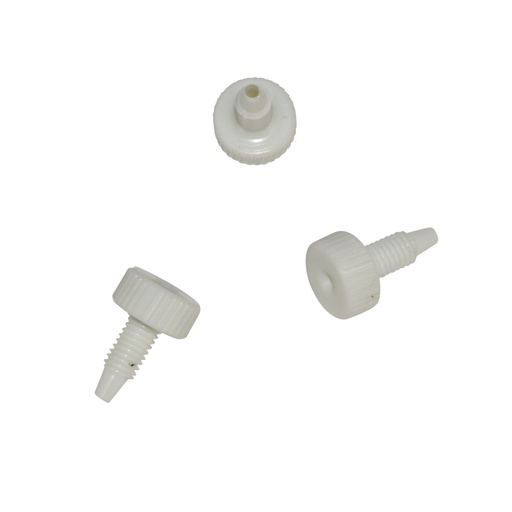 [A0145] 10 Verschraubungen für 1/16", Polymer, kurz, mit integriertem Dichtkonus, UNF 10-32, gerändelt