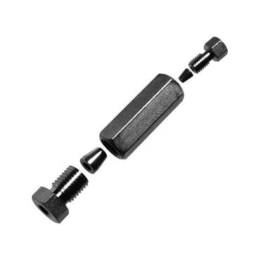 [A2513] Coupling for 2 capillaries 1/16''-1/8'', stainless steel, 1 mm bore, thread: M8x1, 10-32 UNF