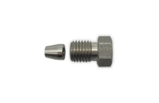 [A7227] Fitting long, SSt, for 1/8" capillaries incl. seal rings, UNF 5/16-24, max. 400 bar, Set of 2