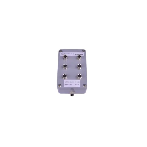 [AZS80SA] Verteilerbox 24 V Output 6 x 0,25 A für AZURA Click Kabelstecker 3-Pol, M2891 Schraubversion, M8x1