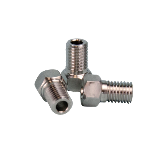 [A72051] 5 Verschraubungen für 1/8" UNF 1/4-28, SSt, kurz, hexagonaler Kopf, ohne Dicht- und Klemmringe